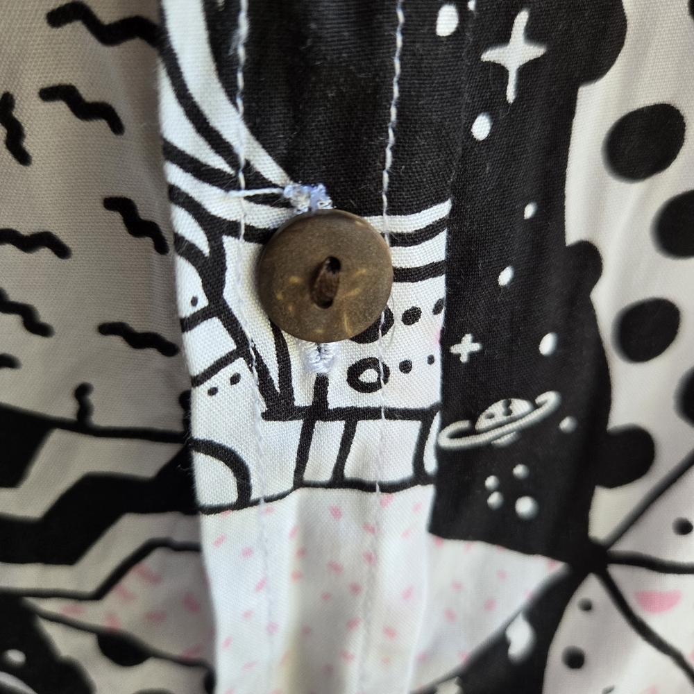 Tiiiga Campy Unisex Button Front Shirt With Outer Space And Tropical Scenery - Picture 6 of 17